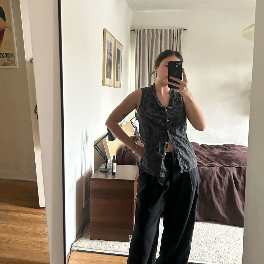 FIRST RITE plaid cutoff vest top